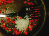 Vegetable stir fried rice with sausages