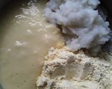 A picture of step 1 of Moong and cherra pitha.