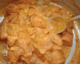 A picture of step 1 of Chicken 65 with gravy.