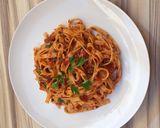 A picture of step 4 of Tagliatelle Arrabbiata.