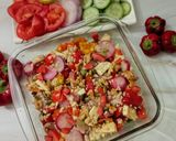 A picture of step 6 of Japanese tabbouleh with millet.