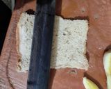 A picture of step 2 of Banana Nutella french toast.