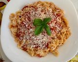 A picture of step 5 of Orecchiette (Strascinate) from Bari with Fresh Tomato Sauce and Ricotta Salata.