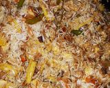 A picture of step 4 of Veg Pulav.