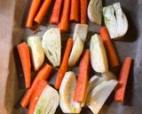 A picture of step 2 of Roast carrot and fennel with harissa - vegan.