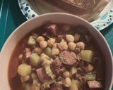 A picture of step 11 of Spanish Bean Soup from my Mother's Recipe Card.