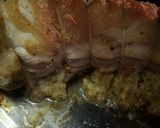 A picture of step 6 of Rolled Pork belly stuffed with Sage and onion stuffing.