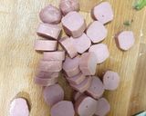 A picture of step 2 of Gnocchi-Sausage Salad 🥗🥔 سلطة الجنوشي مع النقانق.