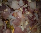 A picture of step 1 of Karele gosht.