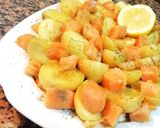Foto del paso 7 de la receta: Sashimi de salmón fresco, con patatas cocidas y langostinos