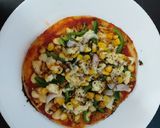 A picture of step 2 of Paneer tikka pizza.