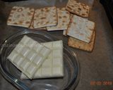 A picture of step 1 of Saltine chocolate crackers.