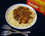 A picture of step 5 of Tikka spaghetti 🍝 😋.