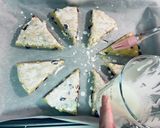 A picture of step 9 of SCONES with red berries & white chocolate chips!! 🍓🥛.