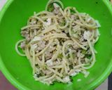 Foto langkah ke 4 dari resep Spaghetti Tumis Ayam Brokoli Tahu.