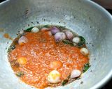 A picture of step 13 of Idly with sambar (without dal) for breakfast.
