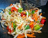 A picture of step 8 of Chicken Lo Mein C&G.
