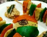 A picture of step 4 of Tiranga Idli Kababs.