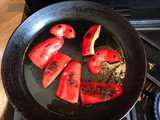 Cod with mushroom and red pepper