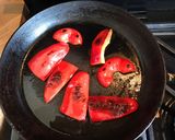 A picture of step 2 of Cod with mushroom and red pepper.