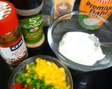 A picture of step 2 of Mexican yogurt dip.