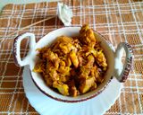 A picture of step 4 of Dry Jackfruit sabzi with gram flour.