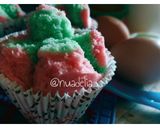 Foto langkah ke 13 dari resep 3. Bolu Kukus Pandan-stoberi (Hijau-Pink) Merekah Sempurna.