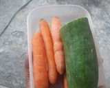 A picture of step 1 of Carrot and Cucumber coleslaw.