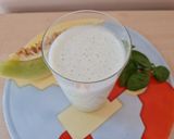 A picture of step 2 of Melon, Basil, and Ginger Lassi 🇮🇳.