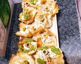 Une image de l'étape 4 de Corolles apéritifs feuilles de brick thon mayonnaise et pesto 😋.