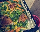 A picture of step 4 of Oven baked chicken and veggez.