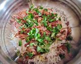 A picture of step 5 of Satrangi layered veg Biryani.