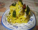 A picture of step 5 of Khandvi.