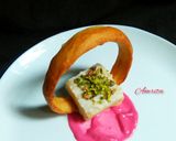 A picture of step 4 of Potato mousseline with potato chips and beetroot potato dip.