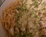 A picture of step 7 of Holmestead Cookin': Broccoli Chicken Pesto Pasta.