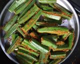 A picture of step 3 of Aachari Bhindi.