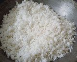 A picture of step 1 of Coconut burfi.