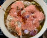 A picture of step 5 of Rabbit Stifado.