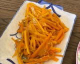 A picture of step 3 of Korean carrot Namul.
