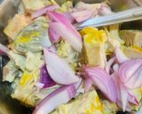 A picture of step 2 of Jackfruit/katahal tawa fry.