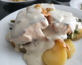 Foto del paso 5 de la receta Salmón con trigueros y Bechamel de roquefort