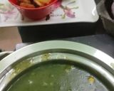 A picture of step 7 of Winter homemade palak saag, peas, corn soup.