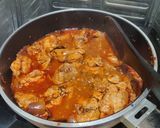 A picture of step 6 of Chicken Pörkölt (Hungarian paprika stew).