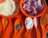 A picture of step 1 of Onion pakora (Monsoon special).