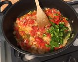 Une image de l'étape 9 de Spaghettis tricolores à la pancetta, poivrons, tomates, champignons et gruyère.