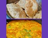 A picture of step 7 of Kasuri methi poori with potato curry.