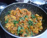 A picture of step 2 of Petha bhaji with poori.