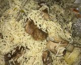 A picture of step 5 of Yakhni beef pulio.