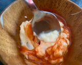 A picture of step 2 of Corn cake with bacon and sriracha mayo sunny side up.
