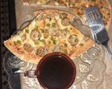 A picture of step 3 of Gola kabab Pizza with Black Coffee.